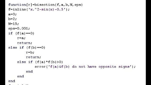 Bisection Method MATLAB Code смотреть онлайн