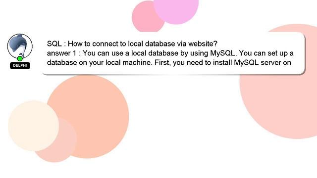 SQL : How to connect to local database via website? смотреть онлайн