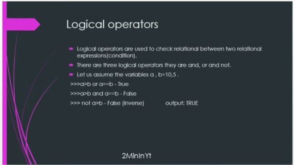 Operators in python/logical operator/tamil