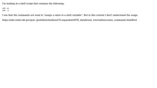 What would set +e and set -x commands do in the context of a shell script? смотреть онлайн