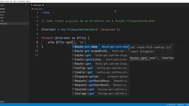 como listar arquivos de uma pasta com php usando a classe FileSystemIterator смотреть онлайн