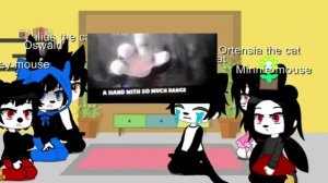 Mickey Mouse and friends react to cartoon cat run away |milk and cookies gacha