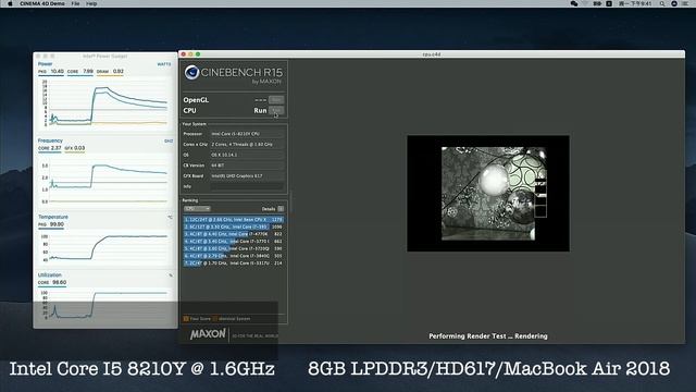 Intel Core i5 8210Y CineBench R15 CPU Test! Score at 268CB! With default setting! MacBook Air 2018 смотреть онлайн