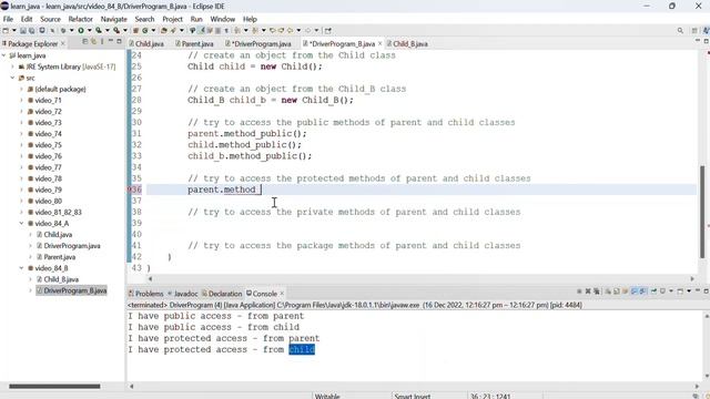 Java 84: Access modifiers on methods (part B): protected смотреть онлайн