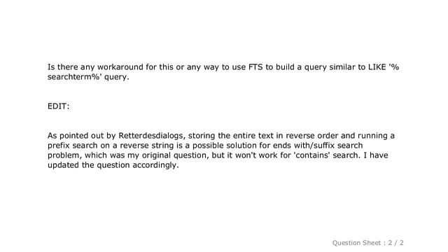 iOS : ends with (suffix) and contains string search using MATCH in SQLite FTS смотреть онлайн