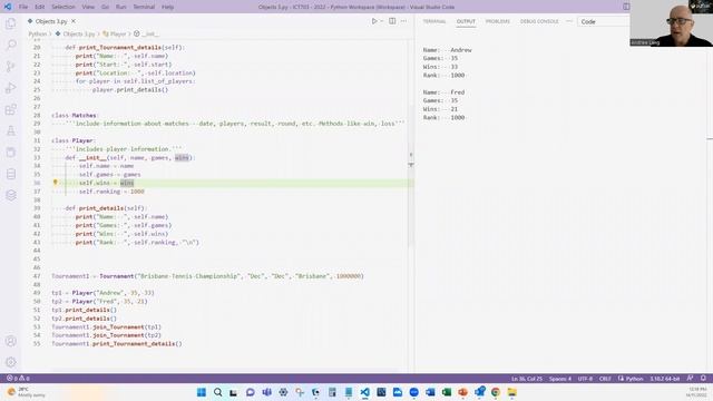 Python - Classes and Objects - An Example Tennis Tournament смотреть онлайн