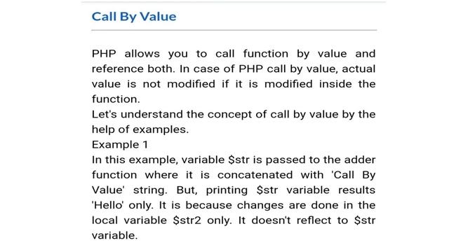 "call by value" function IN PHP computer language смотреть онлайн