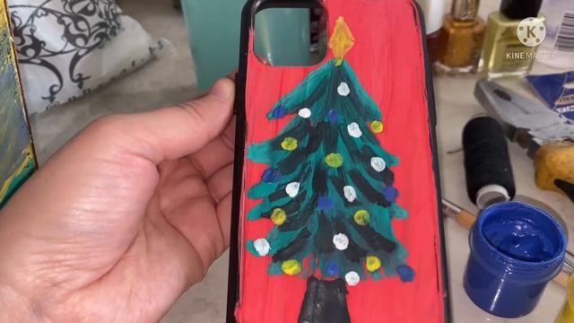 DIY Разукрасила чехол. Новогодний чехол для телефона.