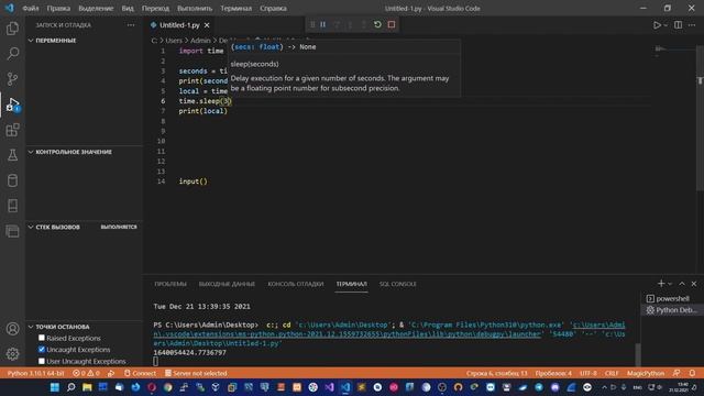 Модуль time в Python. смотреть онлайн