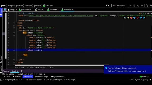 Django Password Generator Project Tutorial смотреть онлайн