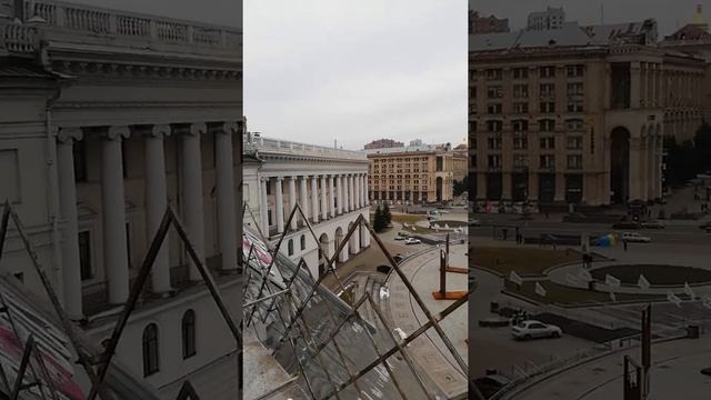 Красивый вид на Майдан и улицу Крещатик в Киеве. смотреть онлайн