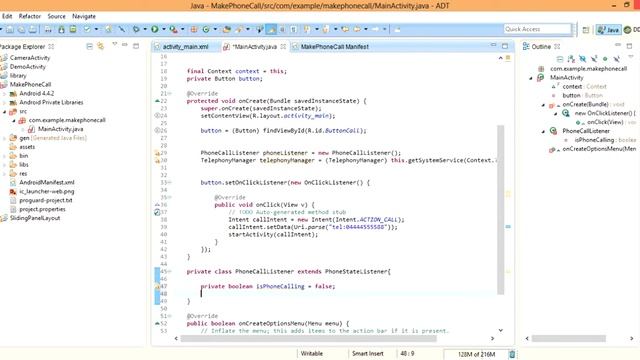 Place a call from your android application смотреть онлайн