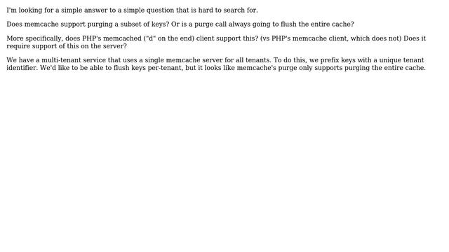 Does PHP memcached client support prefix-based cache purge? смотреть онлайн