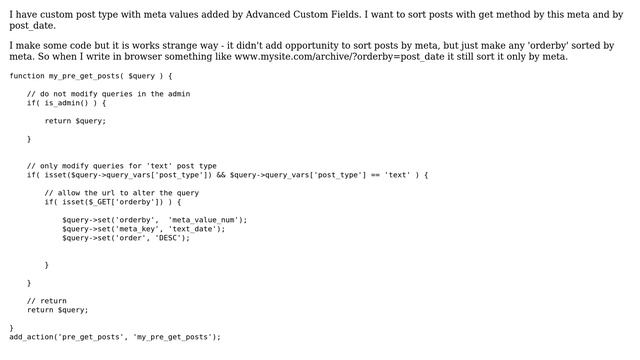 Wordpress: Sort posts by meta value with get method смотреть онлайн
