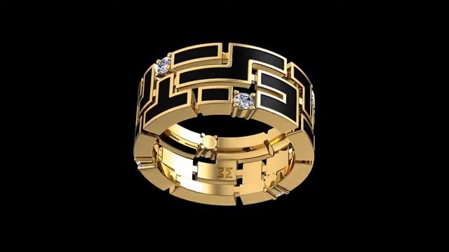 Кольцо Glory из жёлтого золота 750° с бриллиантами и эмалью смотреть онлайн