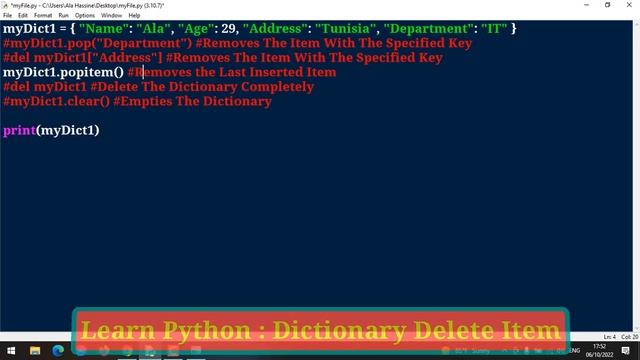 #34 : Learn Python | Dictionary In Python | Delete Item && Dictionary | Pop , PopItem , Del , Clear смотреть онлайн