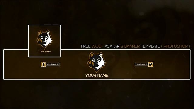 Free Wolf Mascot Logo Avatar Banner Template (Photoshop) смотреть онлайн