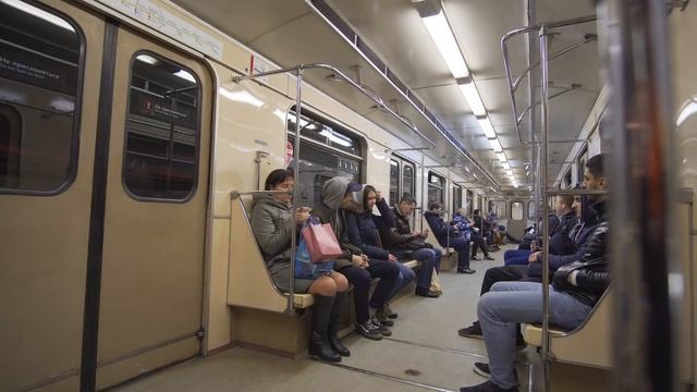 Russia, Moscow, Metro Ride From Цветно́й бульва́р To Тургеневская Сре́тенский бульва́р