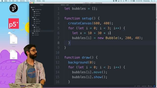 7.3: Arrays of Objects - p5.js Tutorial смотреть онлайн