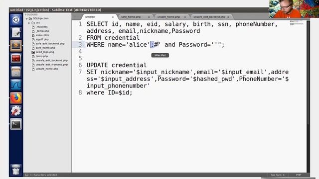 SQL injection demo by Miles Frantz смотреть онлайн