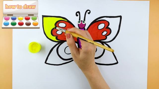 Learning to draw and color a rainbow butterfly with Frog Kwak/Coloring Kwak for kids/Razukrashka смотреть онлайн