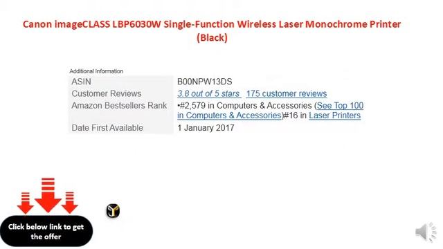 Canon imageCLASS LBP6030W Single-Function Wireless Laser Monochrome Printer (Black) смотреть онлайн