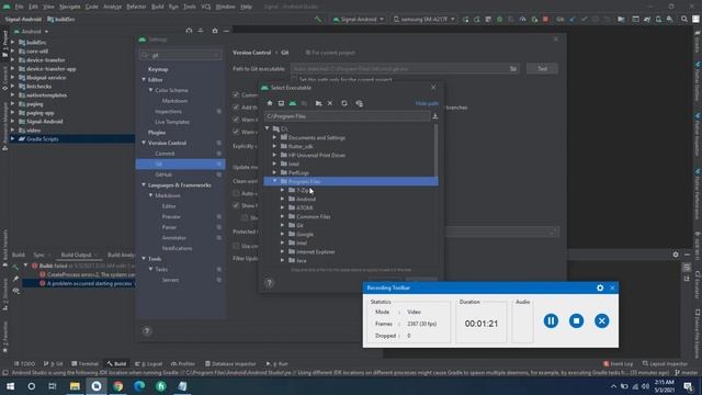 A problem occurred starting process 'command 'git' | Android Studio | Bug Fixing смотреть онлайн