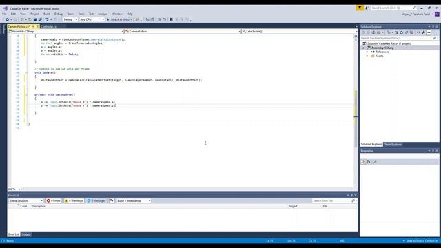 16-Writing Code For Our Camera To Move In Unity Part 3