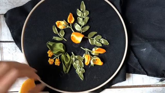 021 Tutorial Ribbon Embroidery Golden Rosa Thêu ruy băng hoa hồng смотреть онлайн