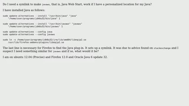 Ubuntu: Setting up Java Web Start for Firefox when the JDK is in a personalized location смотреть онлайн