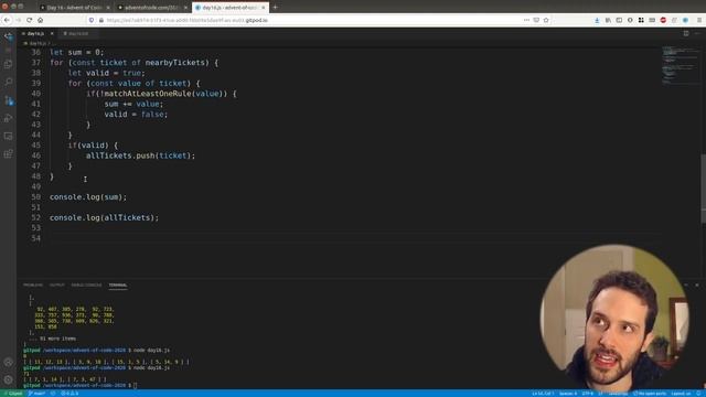 Solving day 16 of Advent of Code 2020 in JavaScript смотреть онлайн