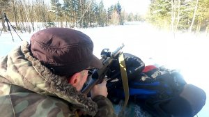 Тигр короткий 7.62\54 & Вепрь 308 win.  Открытый прицел 100 метров. 23 февраля.