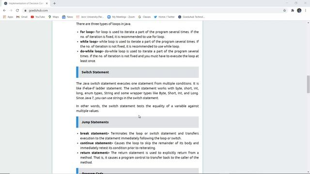 Implementation of Decision Control & Iteration, switch Statement and Jump Statements in Java смотреть онлайн