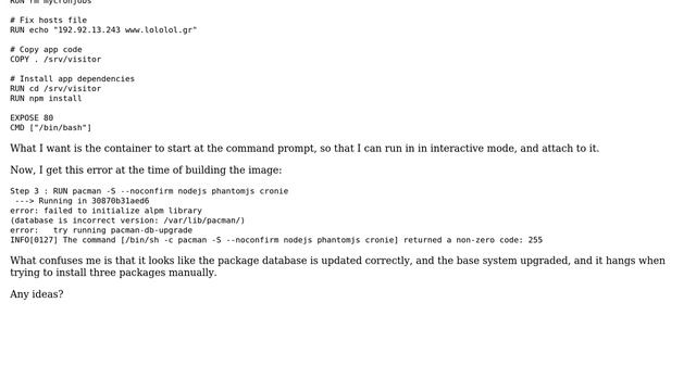 DevOps & SysAdmins: Docker Image Build Hangs At 