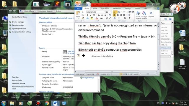 [Minecraft Server] Hướng dẫn fix lỗi 'java' is not recognized as an internal or external command смотреть онлайн