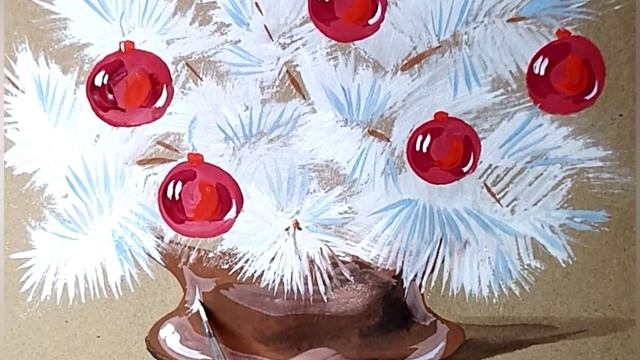 Новогодняя композиция с красными шариками. смотреть онлайн