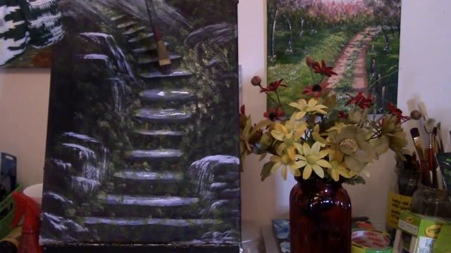 How to paint "Beautiful Stairway" Acrylic Painting step by step смотреть онлайн