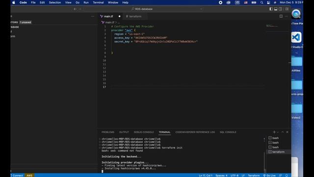 Part 2. Use Terraform to create an RDS database in aws and connect to it using visual studio code. смотреть онлайн