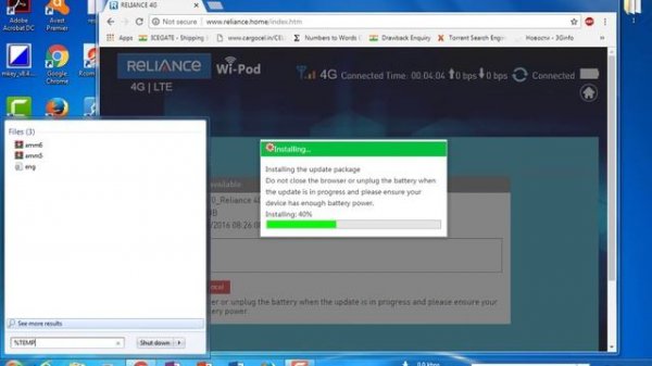 reliance zte wd670 update