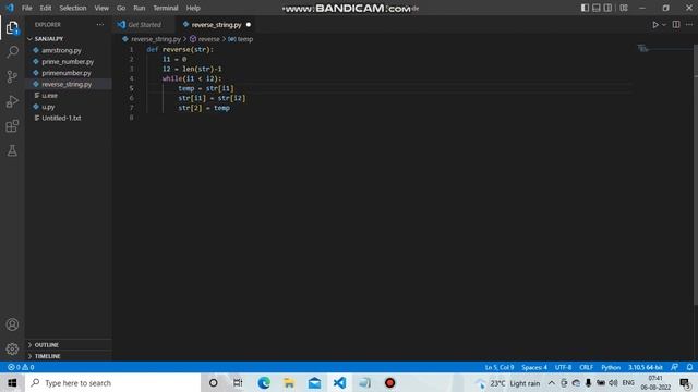 REVERSE THE STRING USING FUNCTION IN PYTHON смотреть онлайн