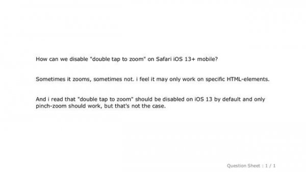 iOS : Disable double tap zoom on Safari iOS 13 +
