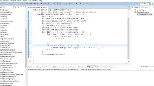 duplicate Character in String in Java смотреть онлайн