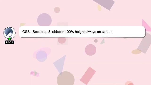 CSS : Bootstrap 3: sidebar 100% height always on screen смотреть онлайн