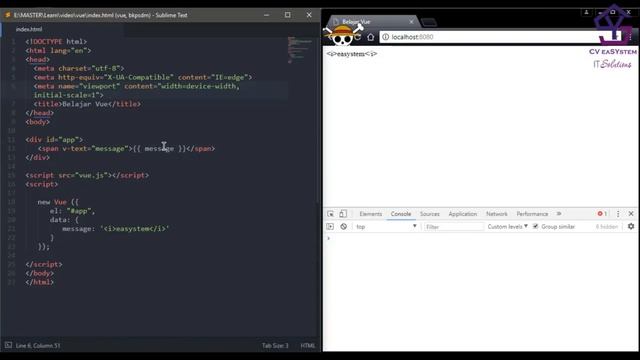 Tutorial Pemrograman Vue js : directive v text, v html dan v once смотреть онлайн