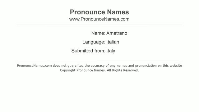 How to pronounce Ametrano (Italian/Italy) - PronounceNames.com смотреть онлайн