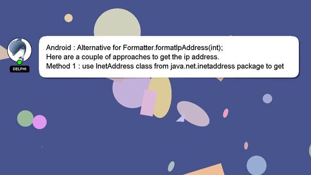 Android : Alternative for Formatter.formatIpAddress(int); смотреть онлайн