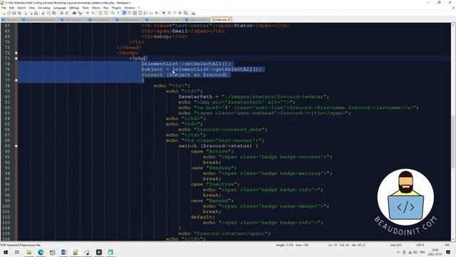 Liste d'utilisateurs et menu latéral avec Bootstrap смотреть онлайн