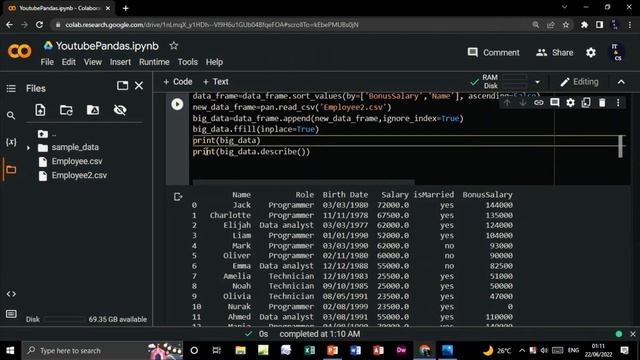 Describe Data In Dataframe Python Pandas смотреть онлайн