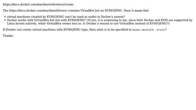 Unix & Linux: Does Docker work with VirtualBox but not with KVM/QEMU? смотреть онлайн