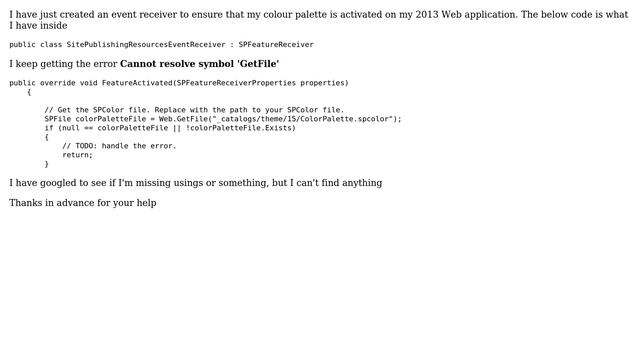 Sharepoint: Cannot resolve symbol 'GetFile' смотреть онлайн